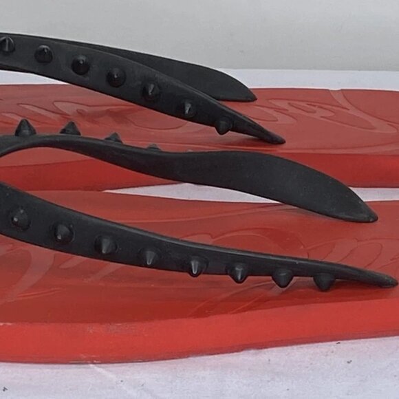 Christian Louboutin Men’s Loubi Red Spiked Flip Flops – Size 7 – Flip Flops - Picture 10 of 10